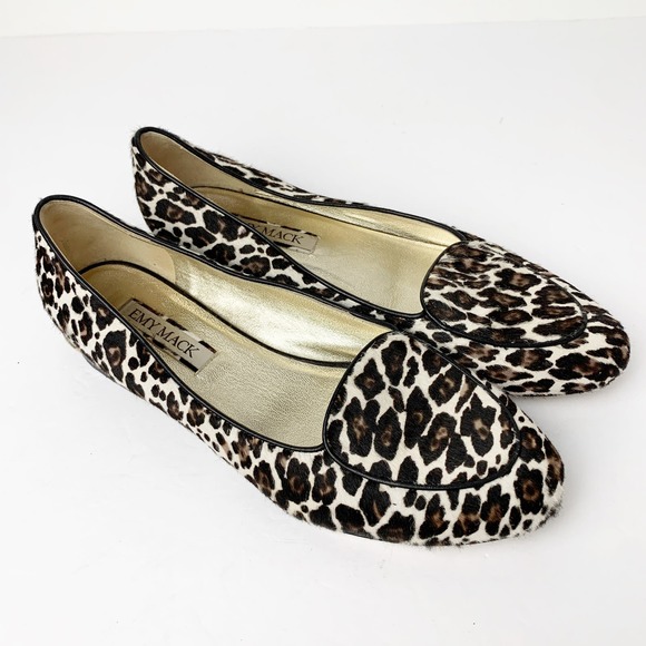 EMY MACK Leopard Print Motif Flats Round Toe SZ 7 - Picture 1 of 8